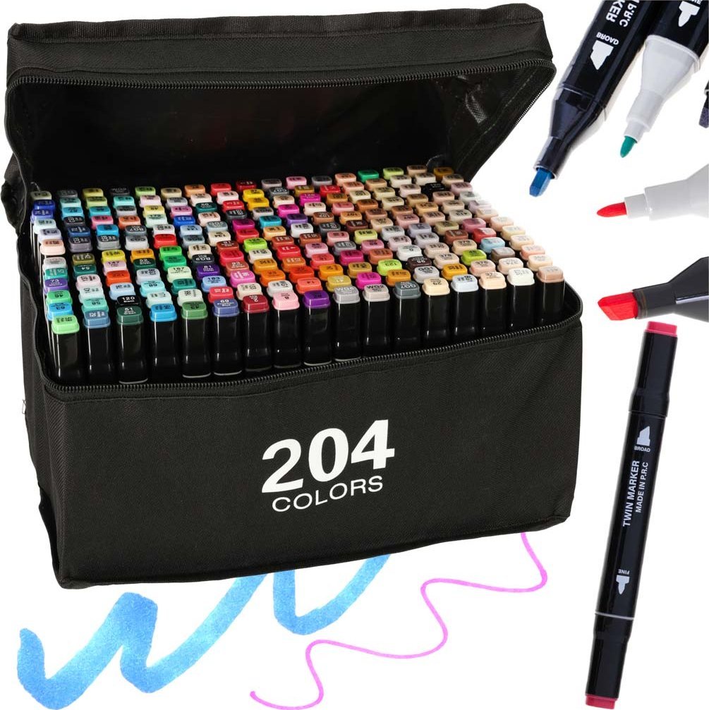 KIK Markery dwustronne alkoholowe w etui 204 + podstawka