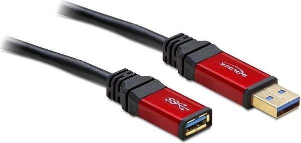 Kabel USB Delock USB-A - USB-A 1 m Czerwony Czarny (82752)
