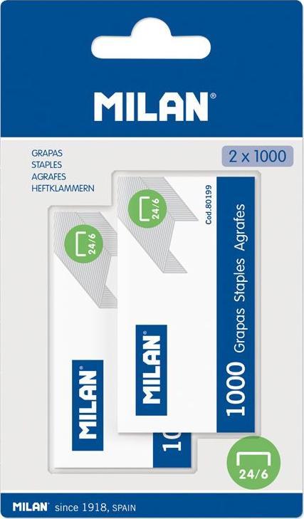 Milan ZSZYWKI METALOWE MILAN 24/6 2 OPAKOWANIA NA BLISTRZE