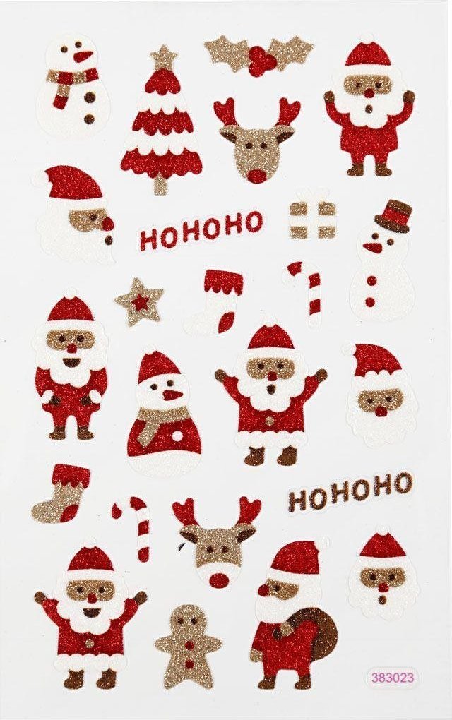 Naklejki Brokatowe Mikołaje