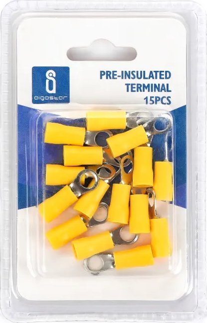 Aigostar Końcówka oczkowa izolowana RV3.5-5 żółta 15 szt./opakowanie Końcówka oczkowa izolowana RV3.5-5 żółta 15 szt./opakowanie