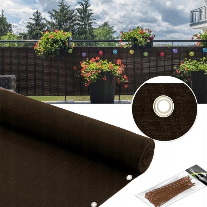 Linarem SiatkiSieci OSŁONA NA BALKON TARAS MATA BALKONOWA BRĄZ 0,9x7m