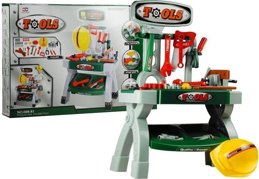LeanToys Warsztat Stolik z Narzędziami dla Majsterkowicza Kask Piła Imadło