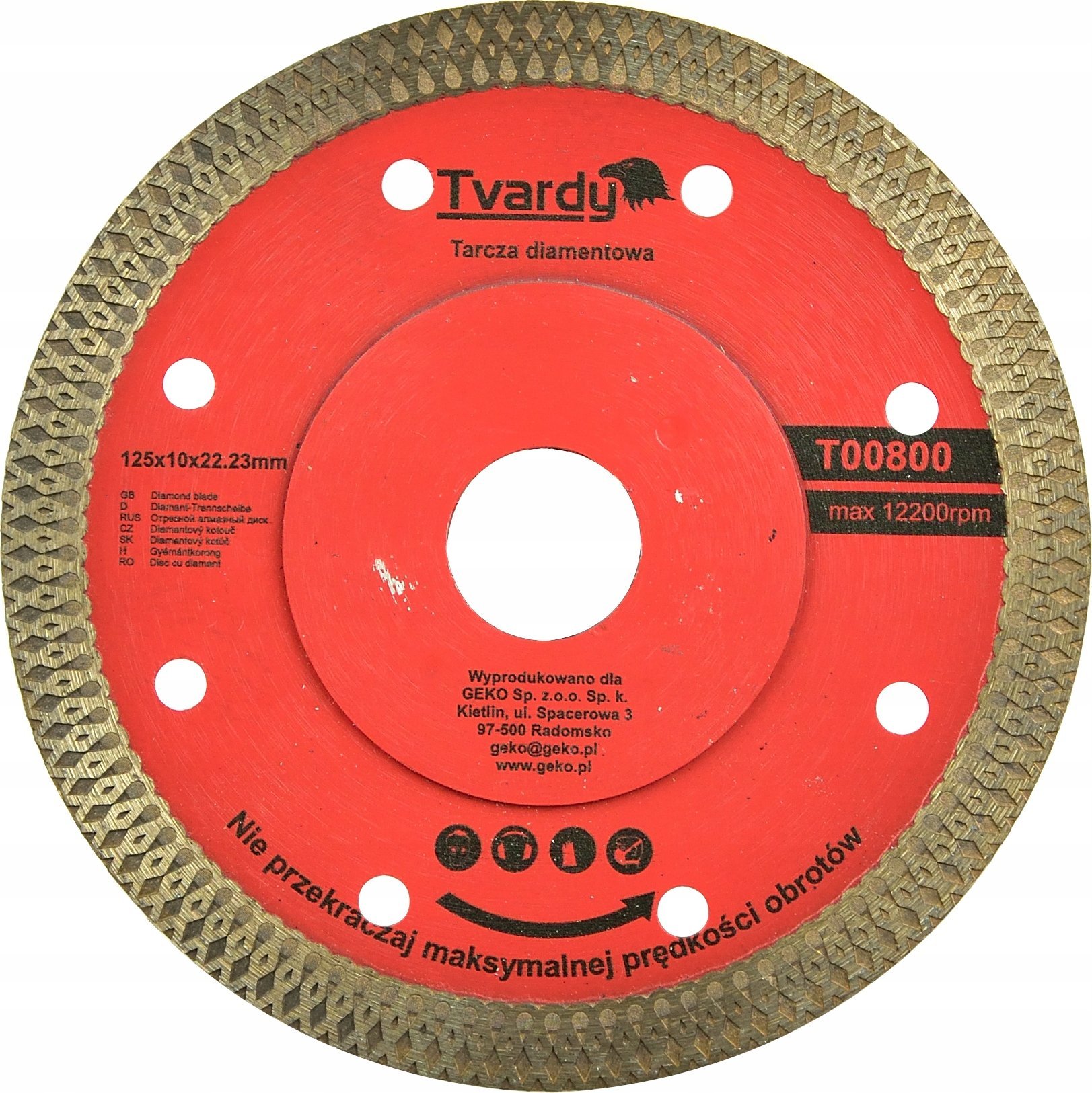 Tvardy Tarcza diamentowa 125x10x22.23mm uniwersalna do cięcia gresu (100)