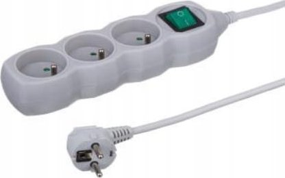 Listwa zasilająca Düwi PRZEDŁUŻACZ 3-GNIAZDOWY Z UZIEMIENIEM 1,5M (H05VV-F 3G1,0) Z WYŁĄCZNIKIEM SZARY 24371