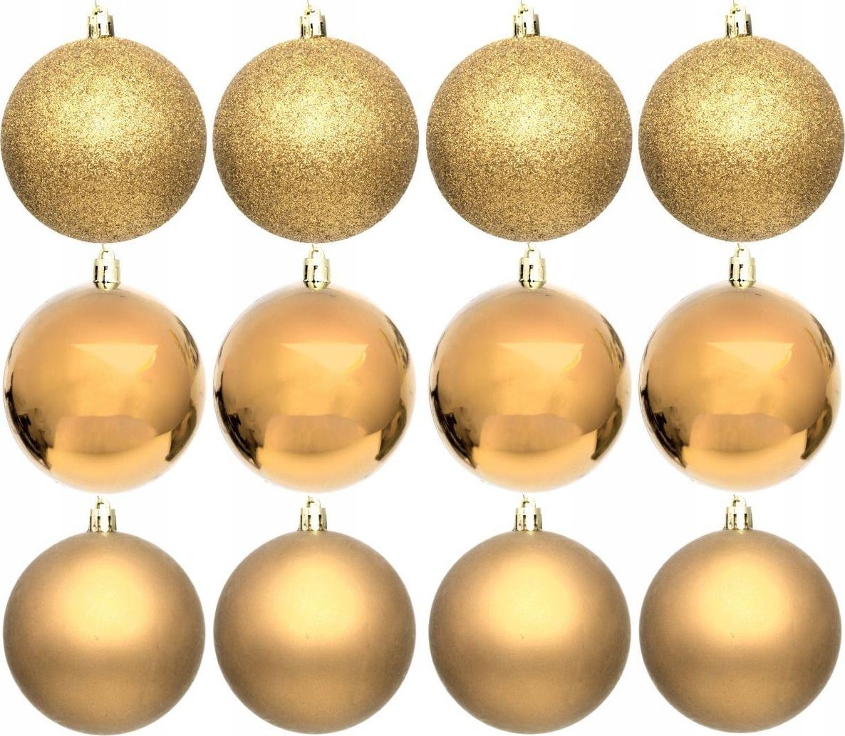 Koopman BOMBKA DEKORACYJNA PLASTIKOWA BEZPIECZNA 12SZT ŚR 60MM ZŁOTY