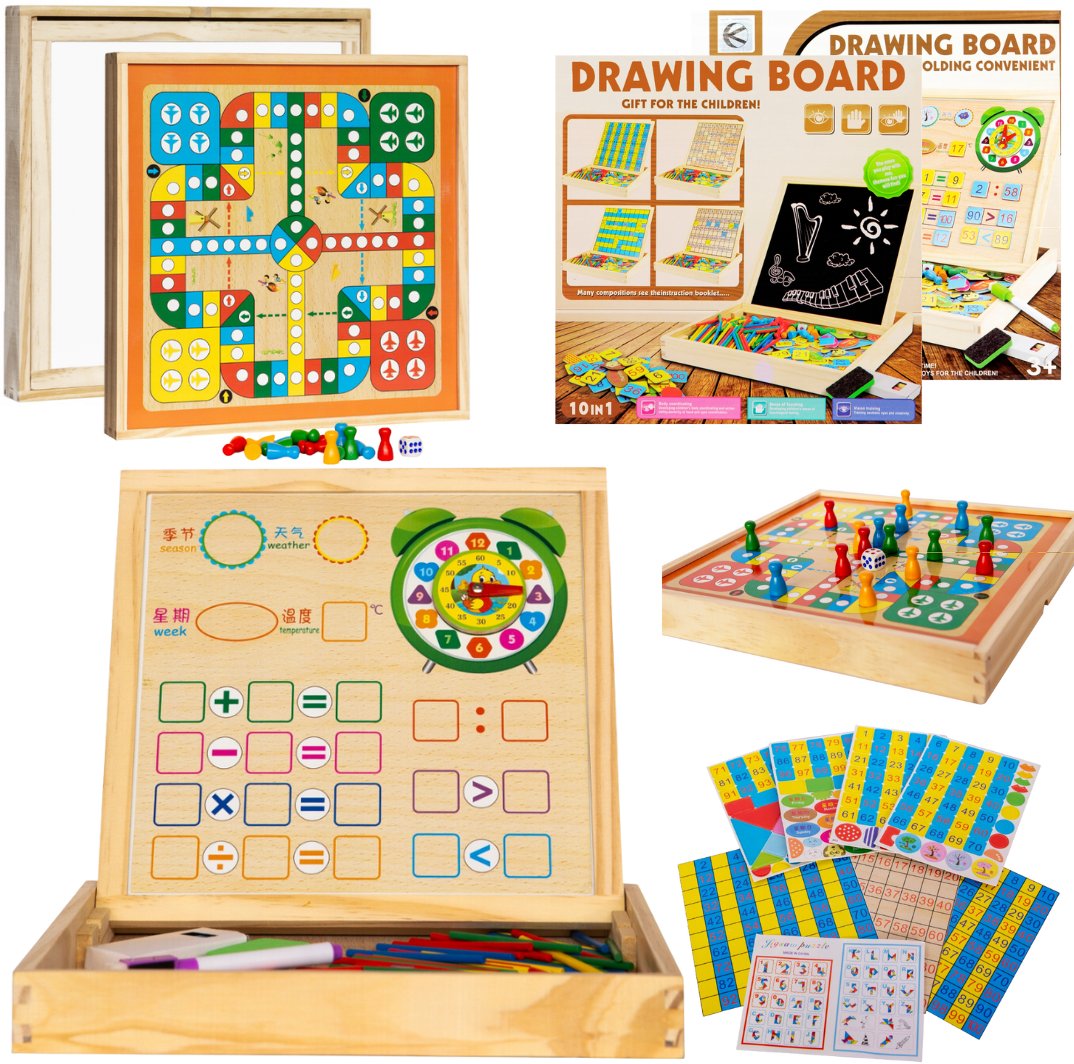 Drewniana wielofunkcyjna tablica edukacyjna 2w1
