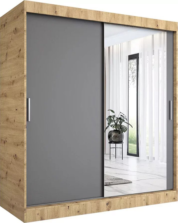 Elior Szafa przesuwna dąb artisan + antracyt 180 cm - Palmira 5X