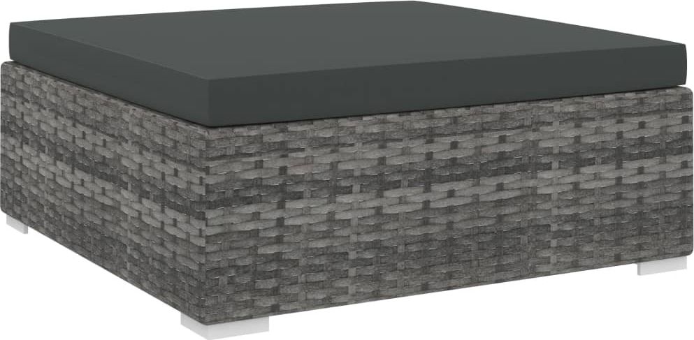 vidaXL podnóżek modułowy z poduszką, 1 sztuka, polirattan, szary (46803)