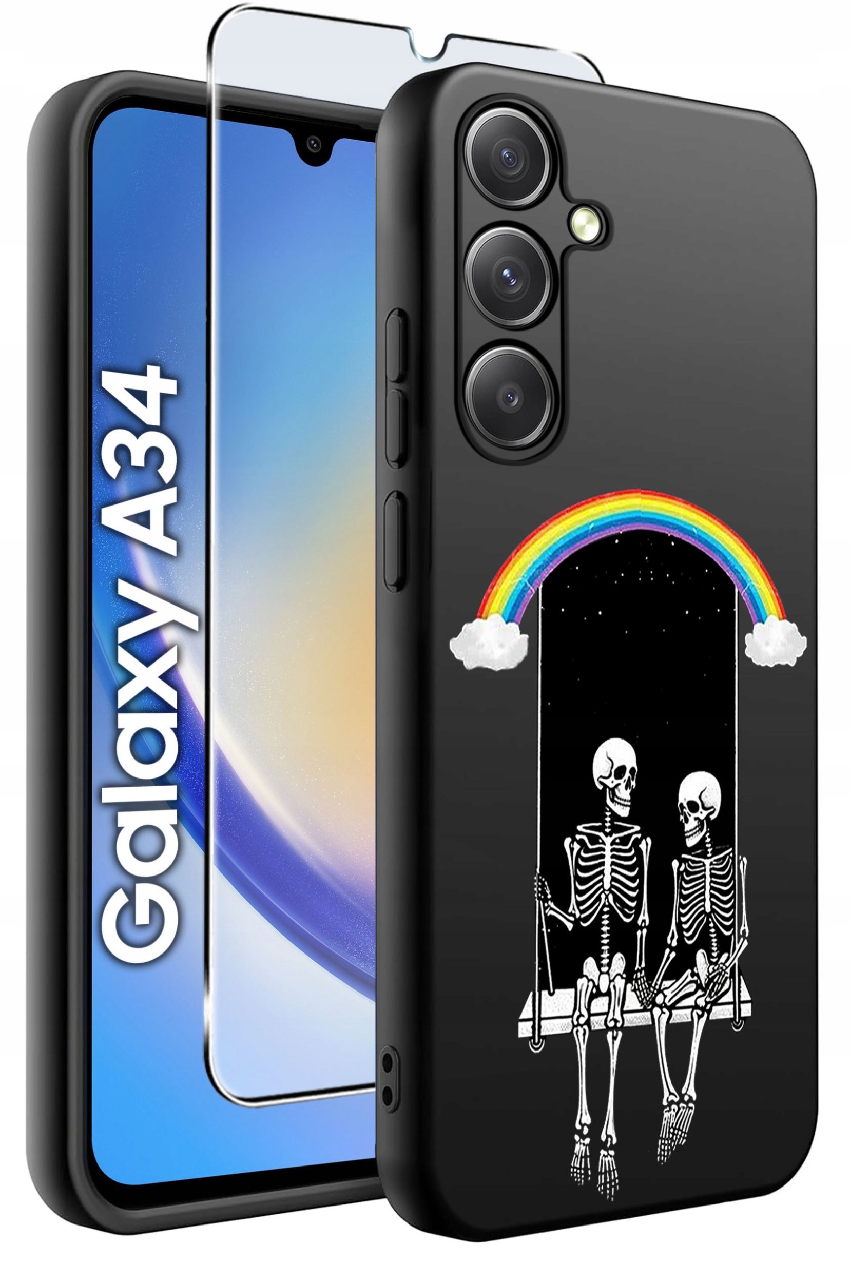 ETUI do Samsung A34 5G WZORY | SILIKONOWE MATT CASE + SZKŁO 9H