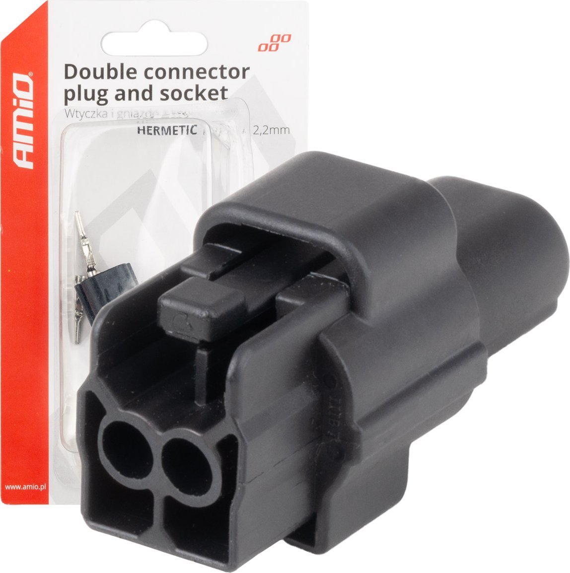 Złącze elektryczne wodoodporne zestaw 2 pin 2.2mm amio-04346