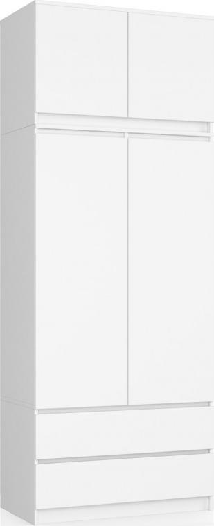 Fabryka Mebli Akord SZAFA Z NADSTAWKĄ S 90 cm 2 DRZWI 2 SZUFLADY BIAŁA