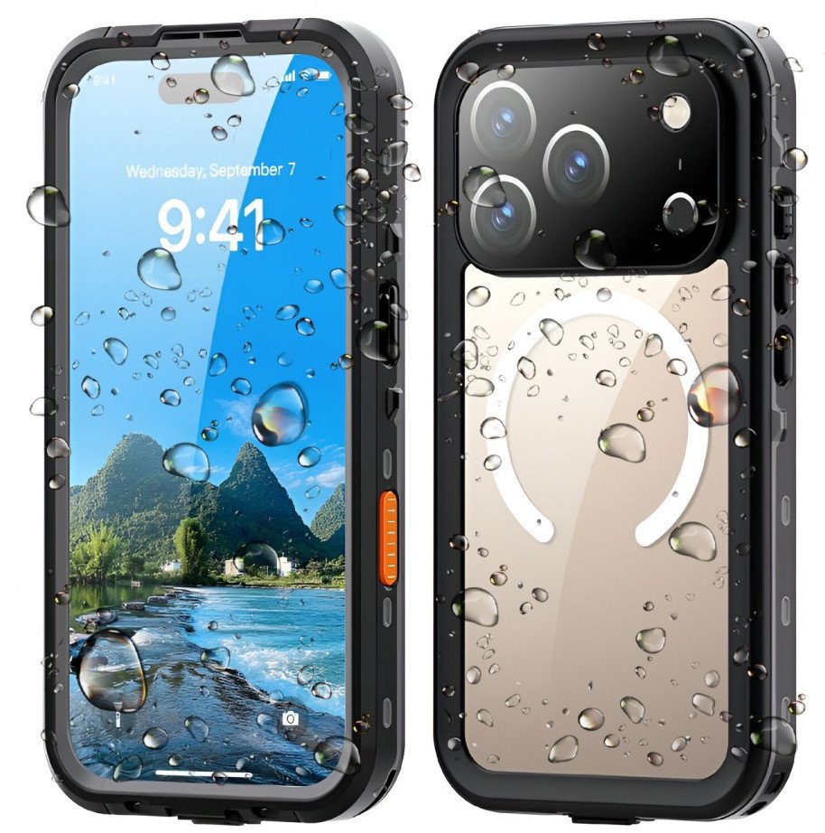 Etui wodoodporne pancerne 360 Supero MagSafe do iPhone 17 Pro Max, czarno-przezroczyste