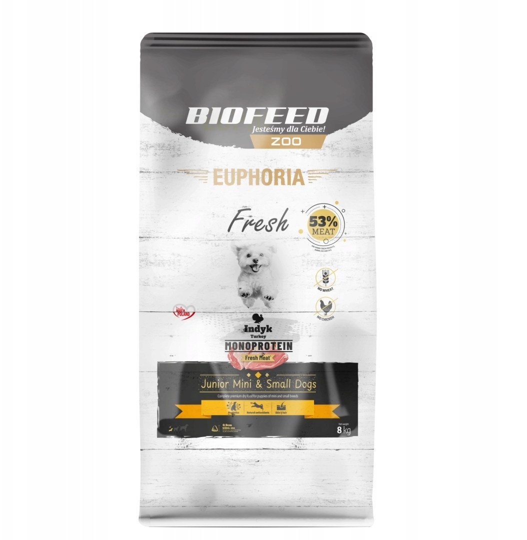 BIOFEED Euphoria Fresh Meat Junior Mini & Small Indyk Monoprotein 8kg
