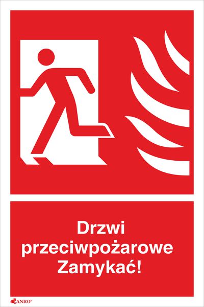 ANRO Tabliczka Drzwi przeciwpożarowe zamykać 150 x 205mm (30P/F1/FS)