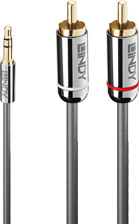 Kabel Lindy Jack 3.5mm - RCA (Cinch) x2 1m srebrny (35333)