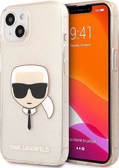 Karl Lagerfeld Etui Karl Lagerfeld KLHCP13SKHTUGLGO Apple iPhone 13 mini złoty/gold hardcase Glitter Karl`s Head