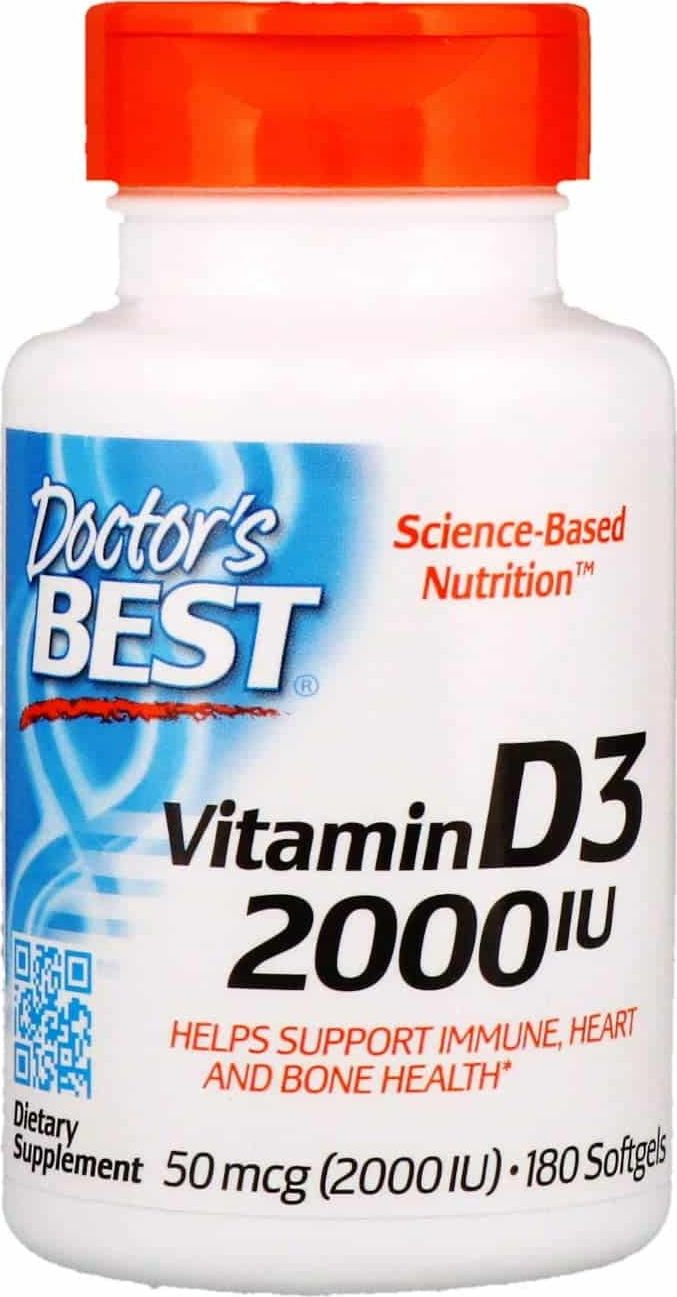 DOCTORS BEST Doctor's Best - Witamina D-3, 2000 IU, 180 kapsułek miękkich