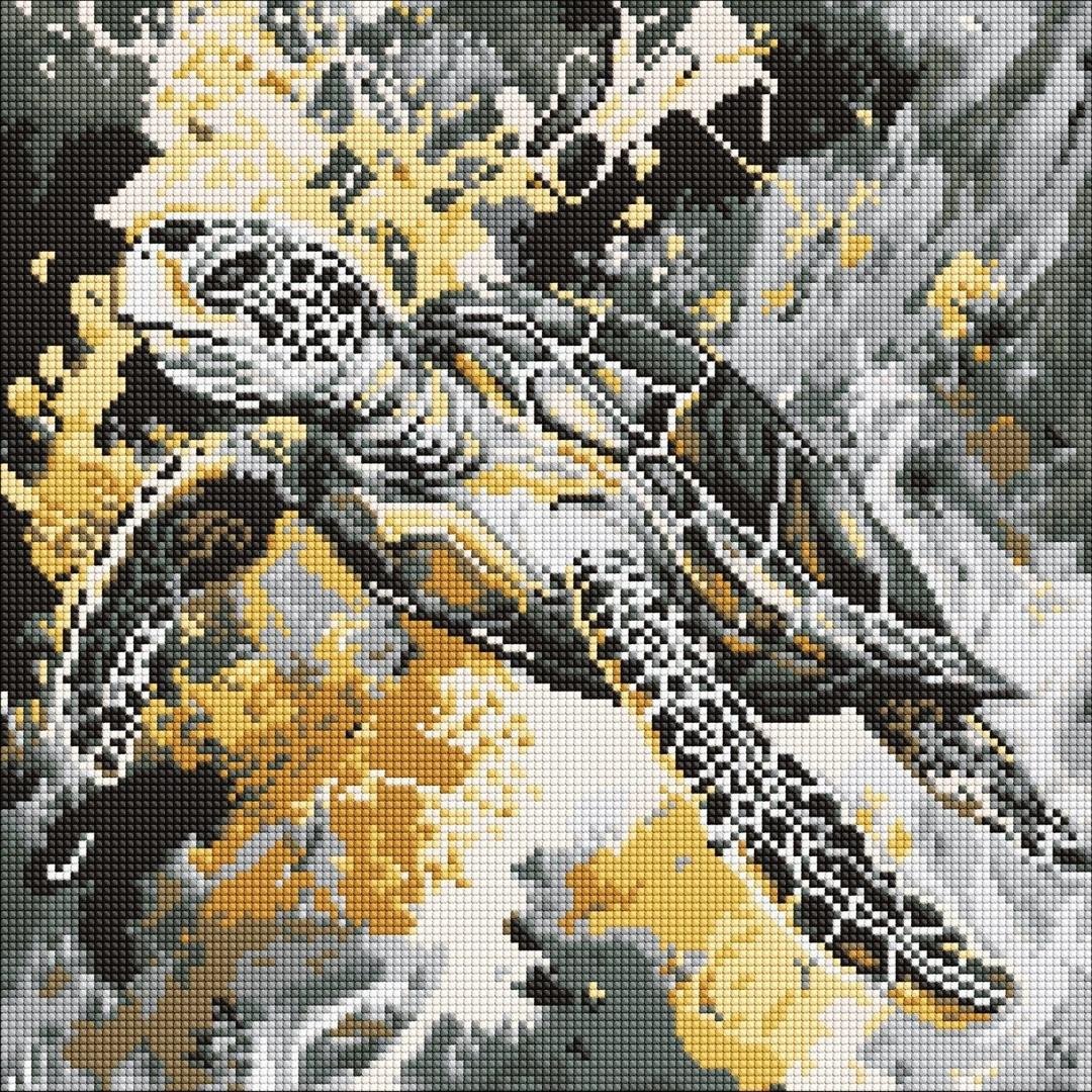 Diamentowa mozaika - Złoty żółw 40x40cm