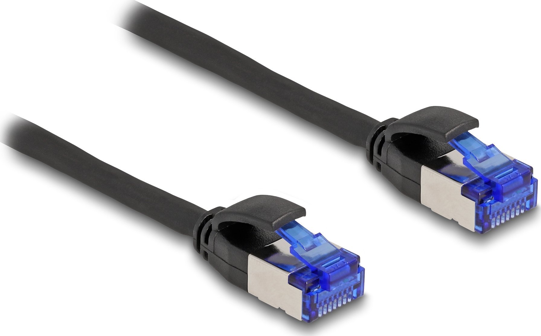 Delock Delock - Patch-Kabel - RJ-45 (M) zu RJ-45 (M) - 1 m - 4.5 mm - S/FTP - CAT 6a - halogenfrei, ohne Haken - Schwarz