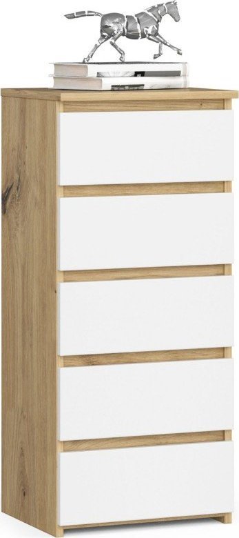 Fabryka Mebli Akord Komoda CL5 40 cm 5 szuflad - dąb artisan-biała