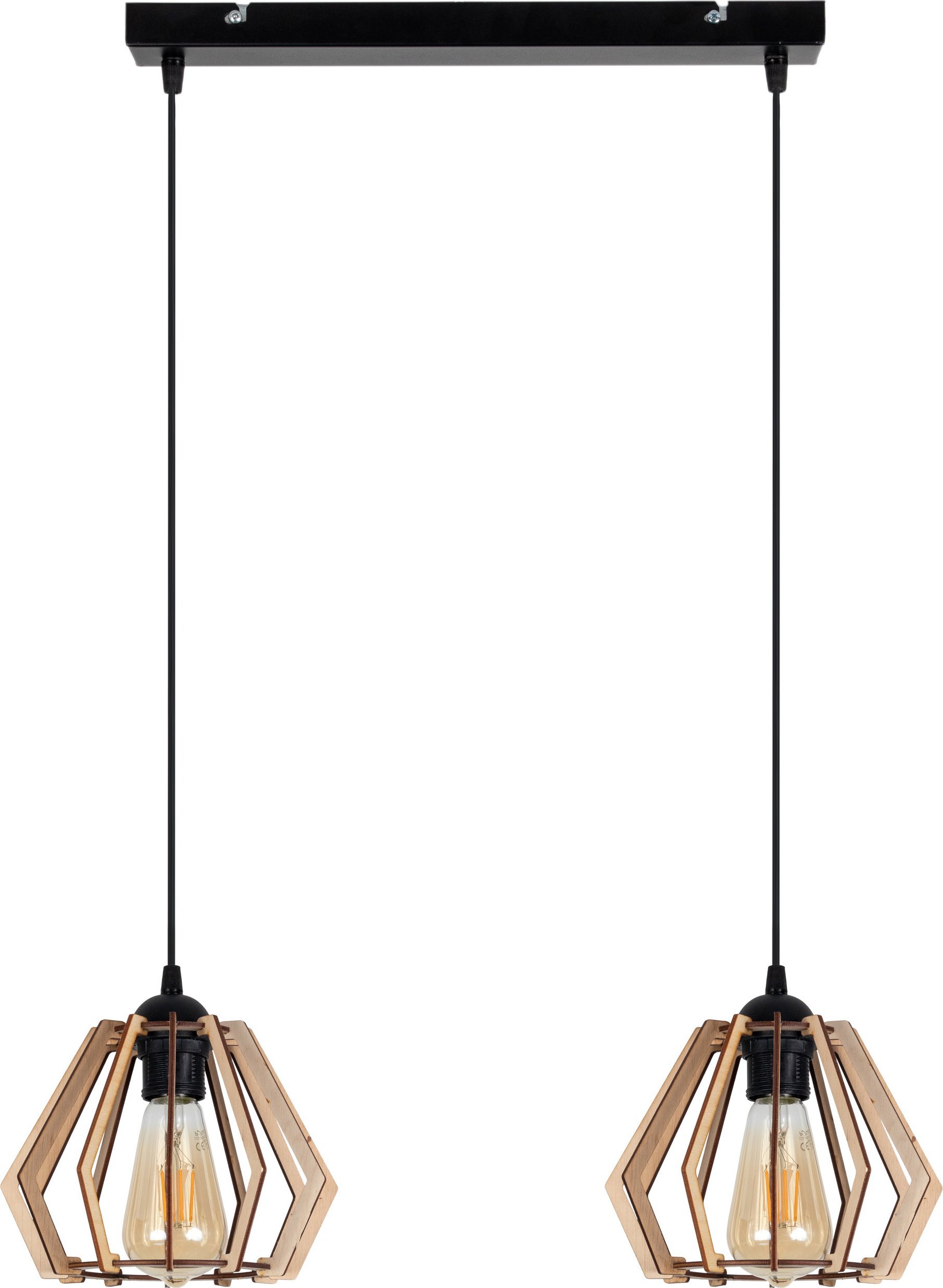 BELIS Lampa sufitowa BERGO żyrandol czarny drewno 2 x E27 0003