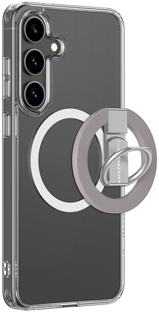 Etui silikonowe AMAZINGTHING Minimal Mag Case z pierścieniem magnetycznym i ringiem magnetycznym do Samsung Galaxy S25+ - przezroczyste