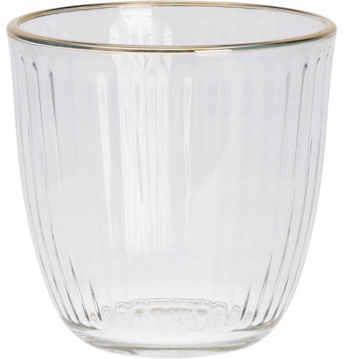 Prążkowana szklanka ze złotym brzegiem, 295 ml