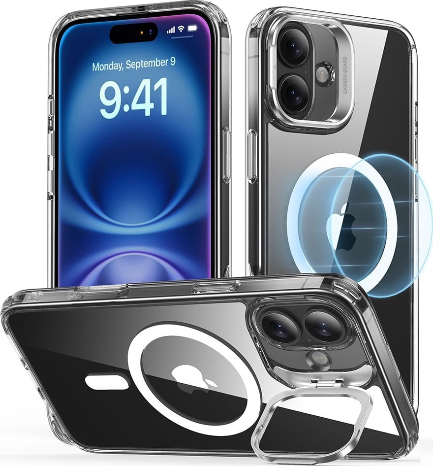 Etui Classic Hybrid (HaloLock) ESR ze stojakiem do iPhone 16 (przezroczyste)