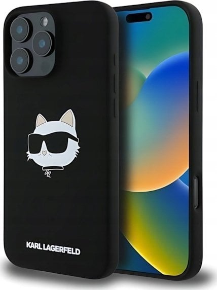 Karl Lagerfeld KARL LAGERFELD futerał do IPHONE 16 Pro Max kompatybilny z MagSafe KLHMP16XSCHPPLK (Sil Choupette Head Print) czarny