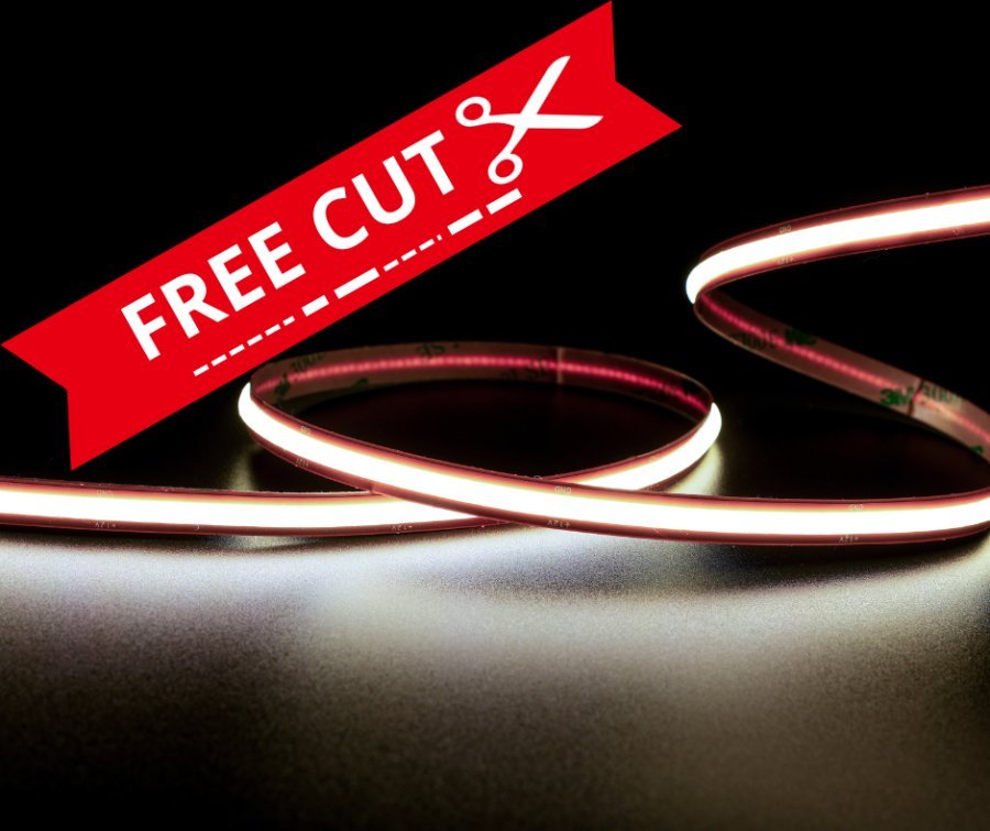 FREECUT strip, LED typu COB, 13W, 528 chips/m, CRI >90, 12V, biala, 6500K, IP20, 5m
