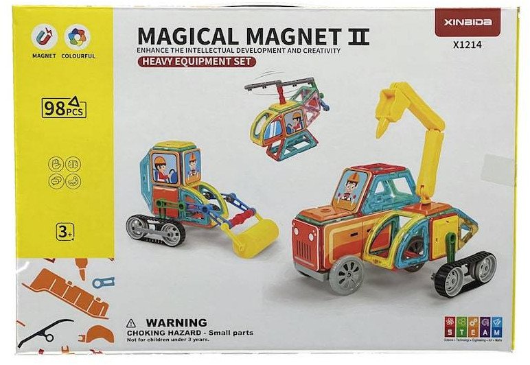 Klocki magnetyczne Magical Magnet Pojazdy Budowlane 6w1 98 el.