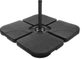 Podstawa pod parasol ogrodowy stojak obciążnik baza kwadratowa czarna 4 elementy 50x50x7,5cm 80kg