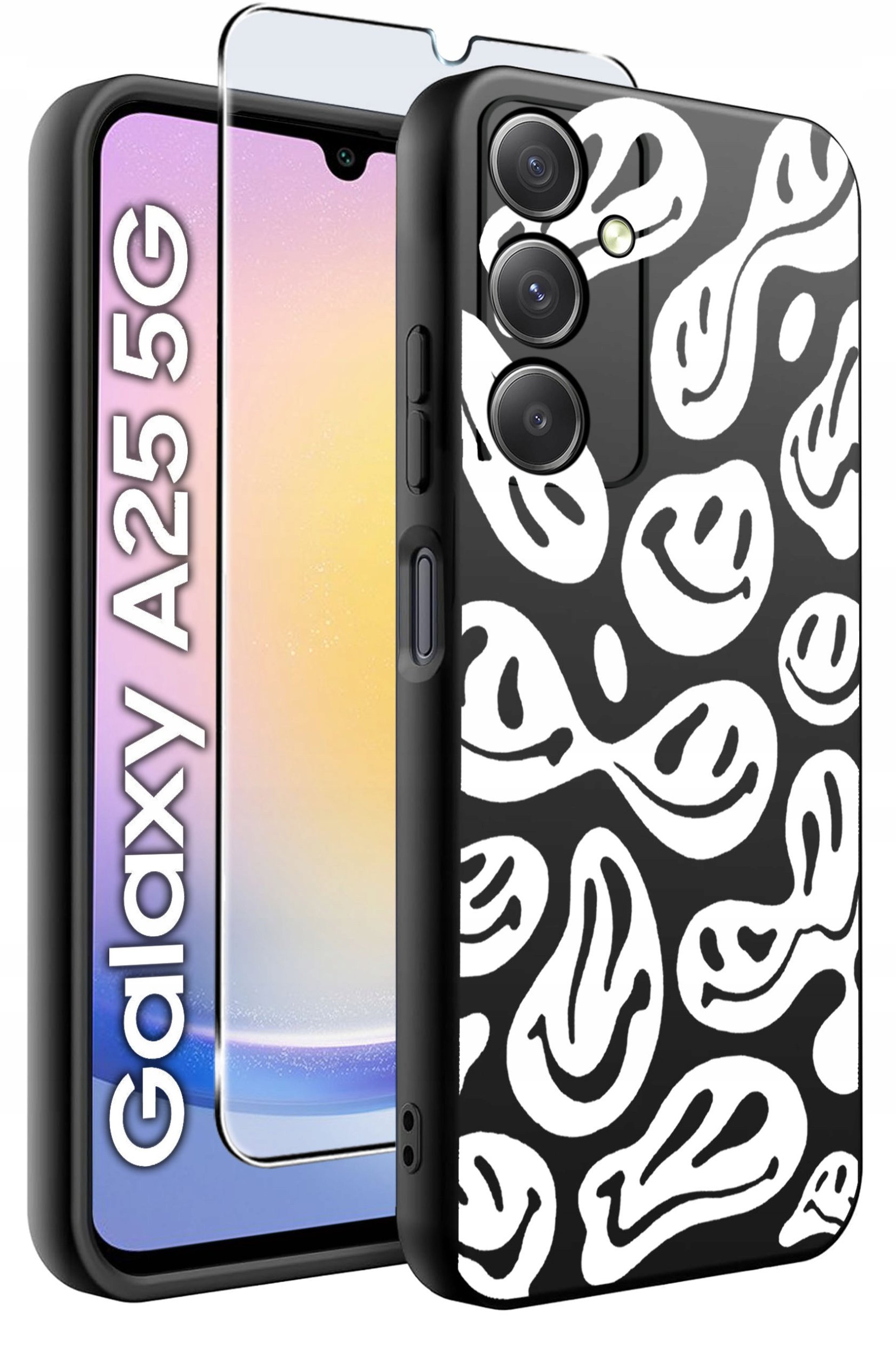 ETUI do Samsung A25 5G WZORY | SILIKONOWE MATT CASE + SZKŁO HARTOWANE 9H