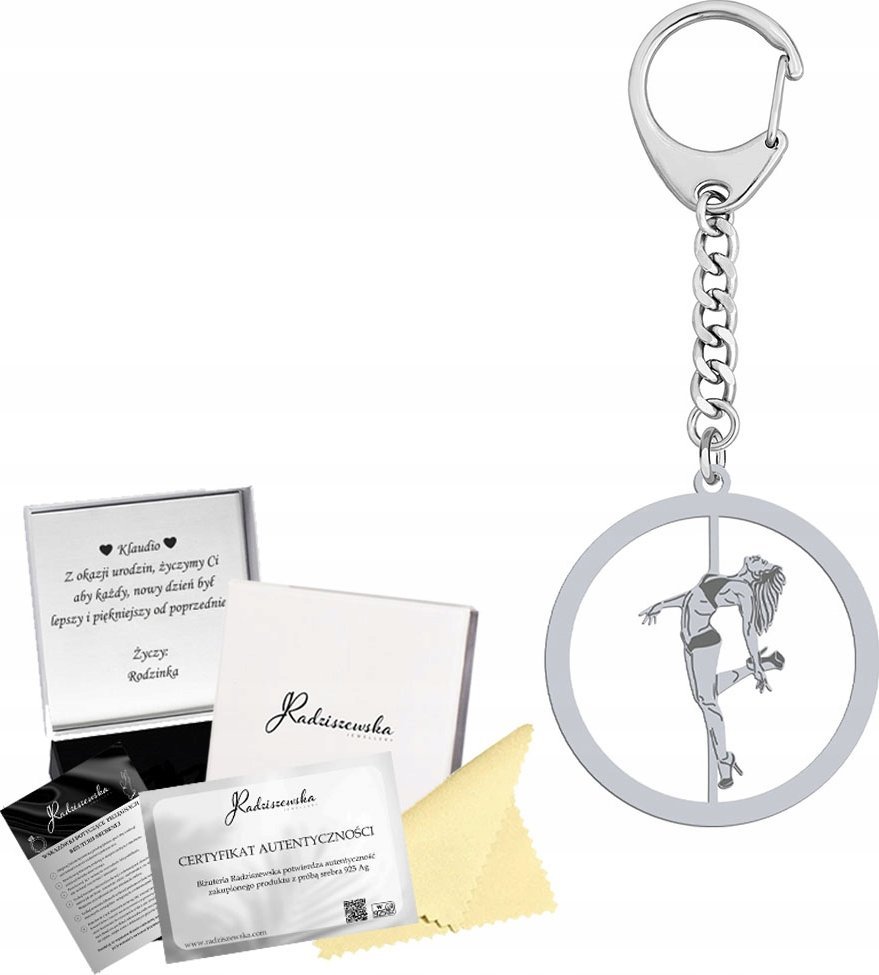 Radziszewska Jewellery Brelok Pole Dance SREBRO 925 Prezent Kobieta GRAWER DEDYKACJA GRATIS