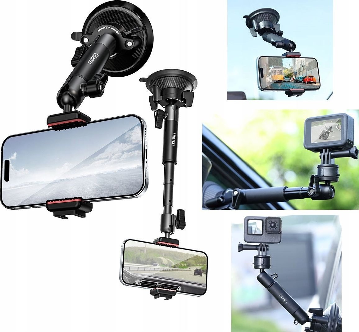 Monopod Ulanzi Przyssawka Uchwyt Szyba Monopod 13cm Aparat Kamera Telefon 1/4 GoPro / ULANZI ZJ01