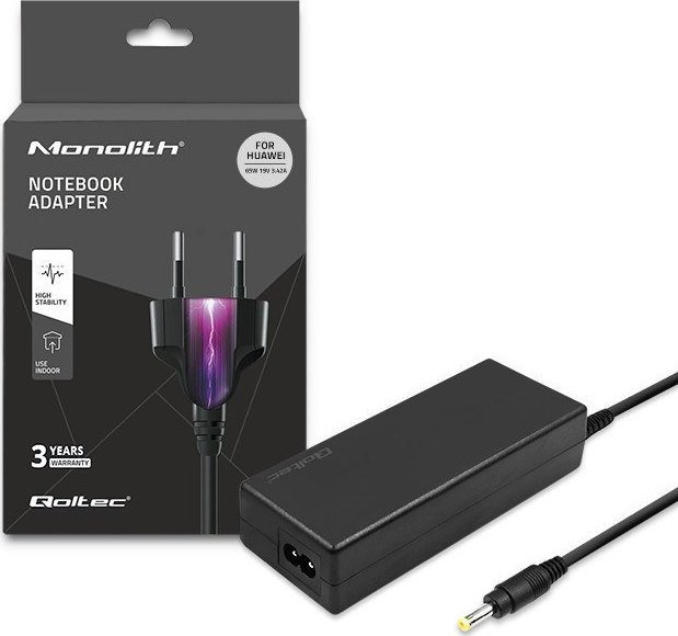 Zasilacz do laptopa Qoltec Zasilacz do Huawei 65W | 19V | 3.42A | 4.0*1.7 |+kabel zasilający