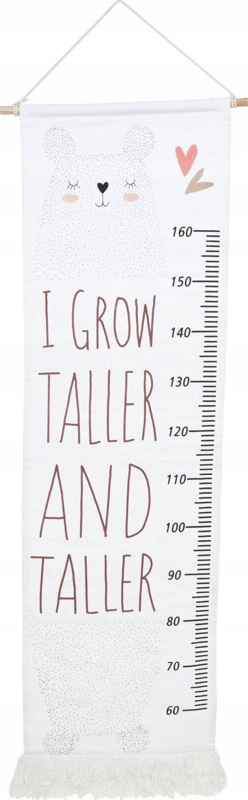 Home Styling Collection Miarka wzrostu na ścianę płócienna z frędzlami, do 160 cm wzrostu, 40 x 140 cm