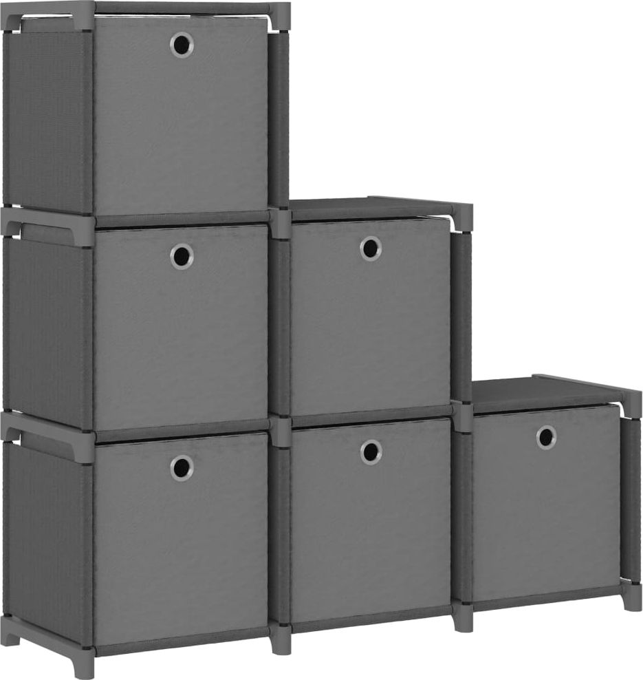 vidaXL Regał z 6 przegrodami, pudełka, szary, 103x30x72,5 cm, tkanina