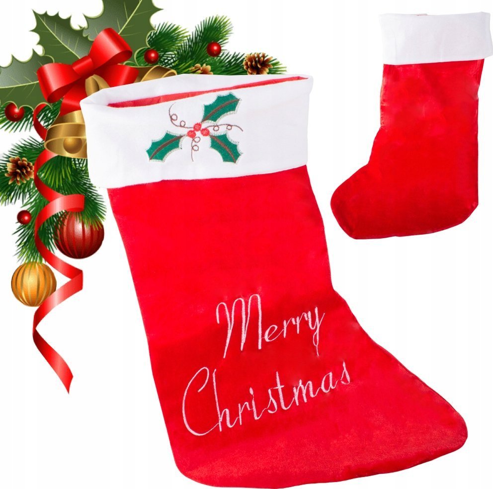 Dekoracja świąteczna Verk SKARPETA ŚWIĄTECZNA NA PREZENTY MIKOŁAJA DUŻA