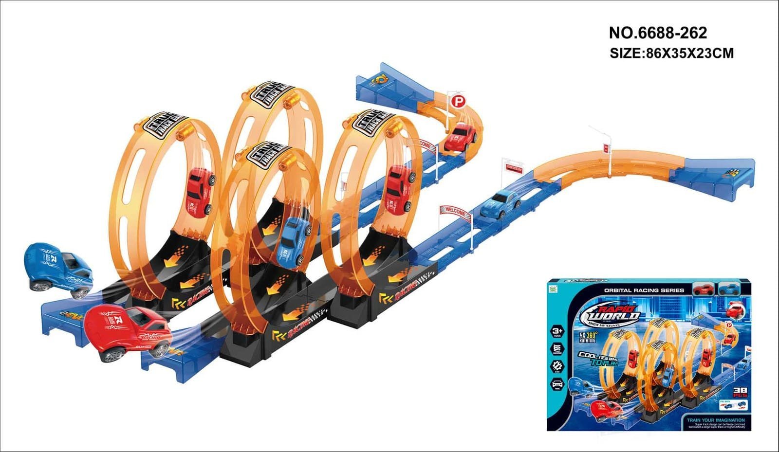 Ramiz Tor Wyścigowy Płonąca Pętla + Autka 38el.