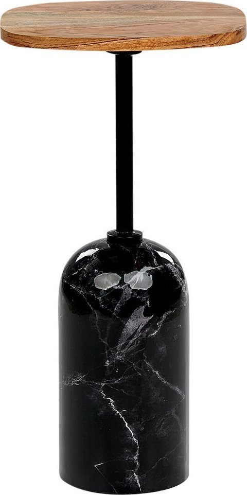 Beliani Stolik pomocniczy metalowy jasne drewno z czarnym OASIS