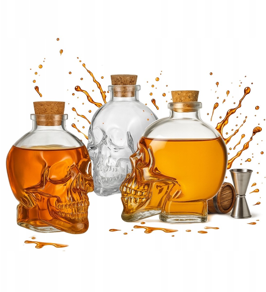 Karafka CZASZKA 400ml Szklana Butelka Na Alkohol Wino Prezent Dekoracja