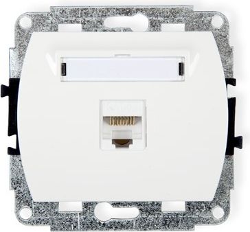 Karlik TREND gniazdko podtynkowe komputerowe pojedyncze 1xRJ45, kat. 5e, 8-stykowe białe (GK-1)
