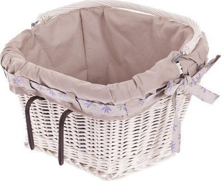 WickerPL Wiklinowy Kosz Rowerowy Wybielany z Obszyciem 46x34 H23/28 cm
