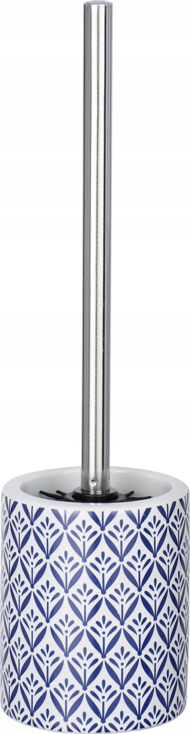 Wenko Zestaw toaletowy z serii Lorca, śródziemnomorski wzór, pojemnik ceramiczny, szczotka z wymienną główką, biało-niebieski, marka WENKO