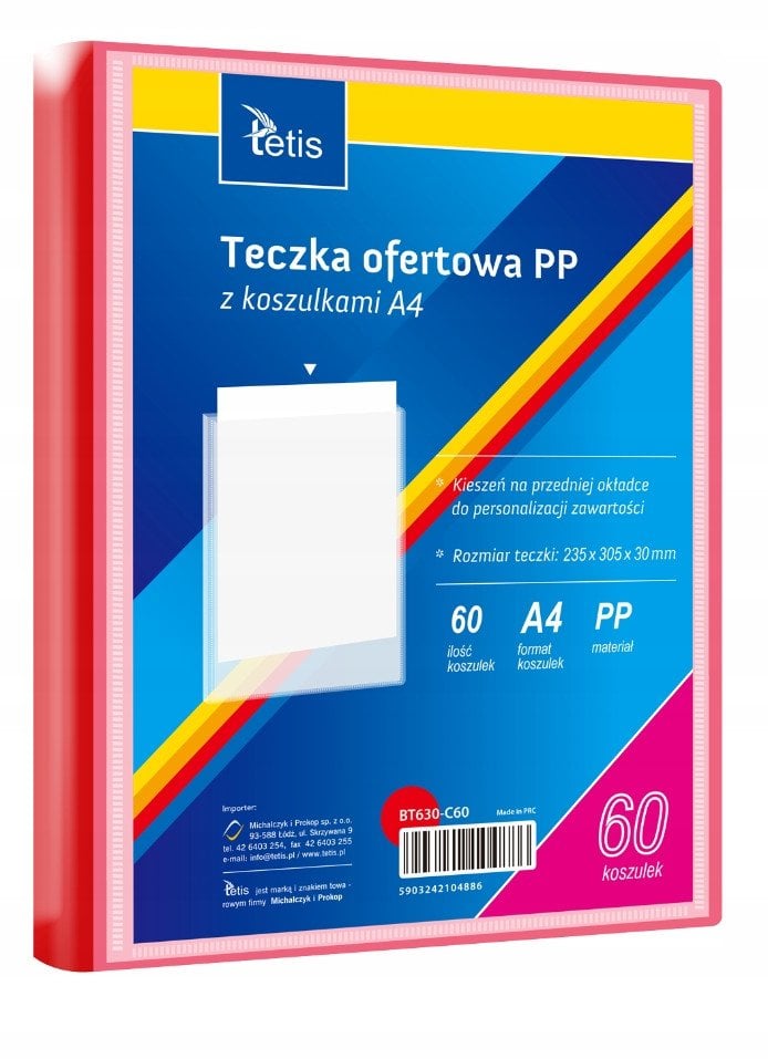 Teczka ofertowa A4 PP + 60 koszulek czerwona BT630-C60 tetis