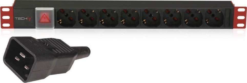 Techly Techly Listwa Zasilająca Rack 1U 8x Schuko/UNEL, Kabel C20 3m, 16A