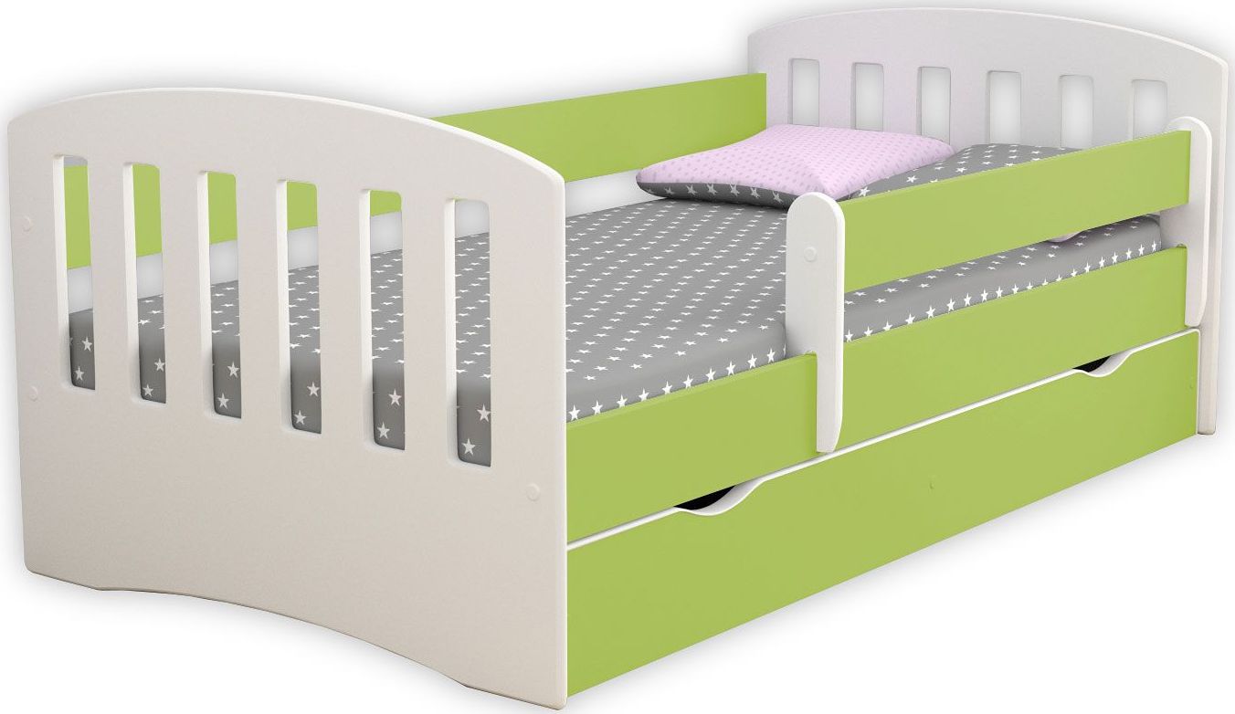 Elior Łóżko dla dziecka z barierką Pinokio 2X 80x160 - zielone