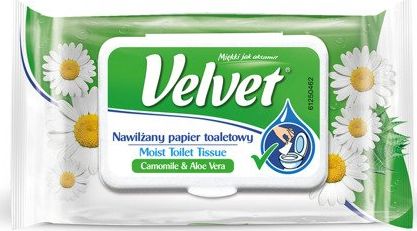 Velvet Papier toaletowy celulozowy VELVET Rum Aloe, nawilżany, 42 listki, biały
